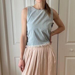 Sleeveless Blue Jean Midi Cropped Top with Grommets